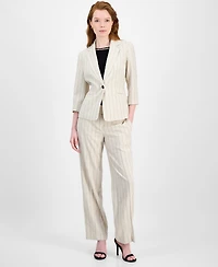 Kasper Women's Pinstripe Notch-Collar 3/4-Sleeve Jacket, Regular & Petite Sizes