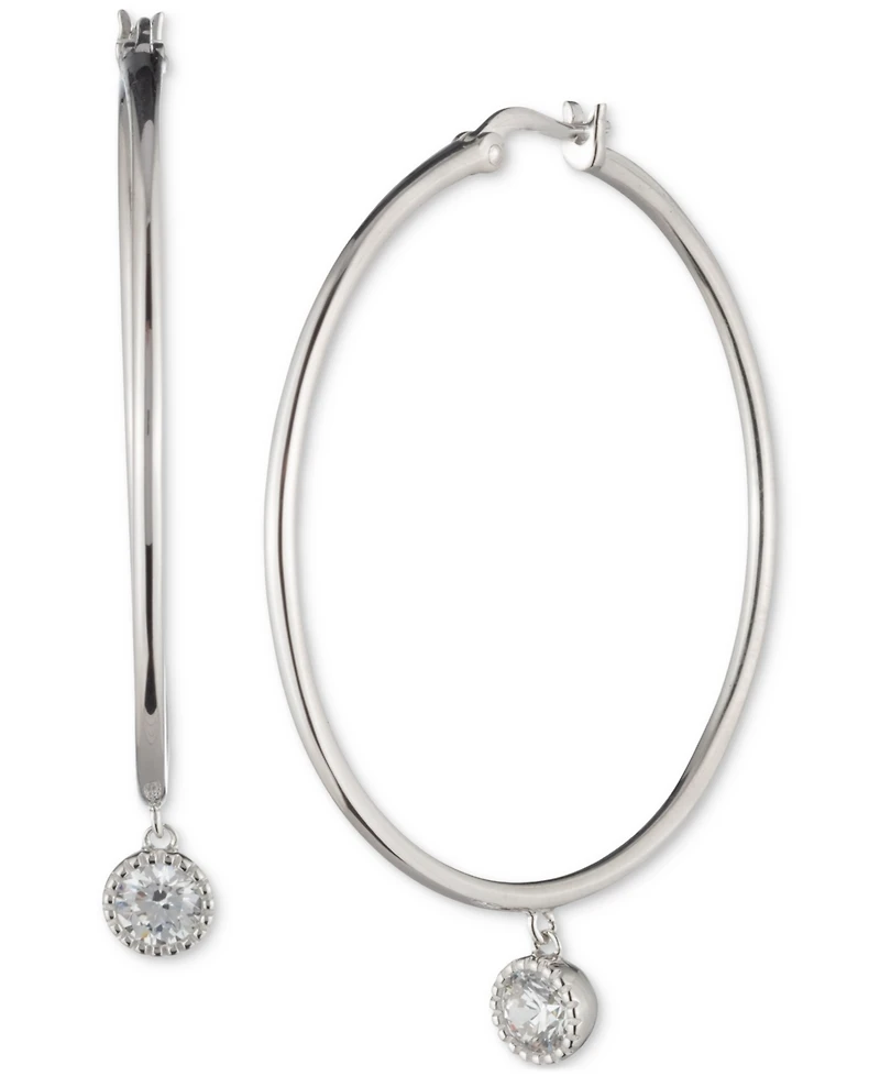 Lauren Ralph Lauren Sterling Silver Cubic Zirconia Charm Hoop Earrings