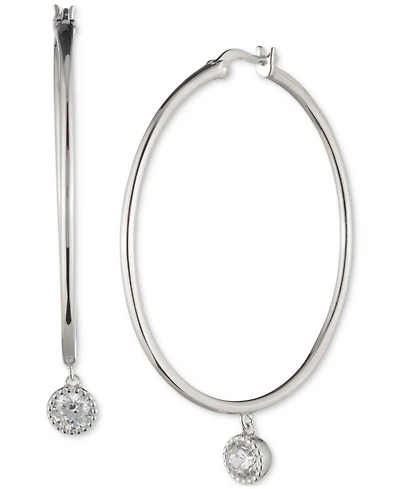 Lauren Ralph Lauren Sterling Silver Cubic Zirconia Charm Hoop Earrings