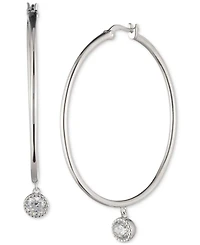Lauren Ralph Lauren Sterling Silver Cubic Zirconia Charm Hoop Earrings