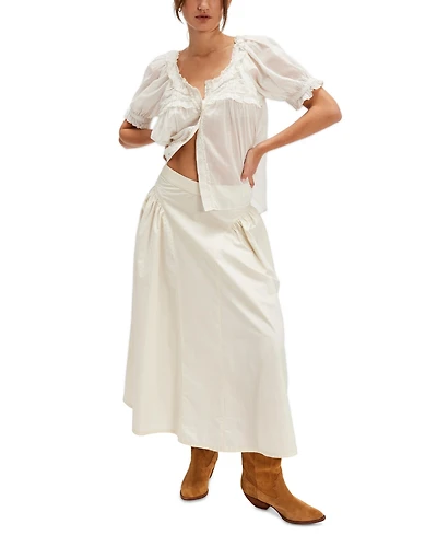 Free People Women's Katia Cotton Side-Ruched Maxi Skirt