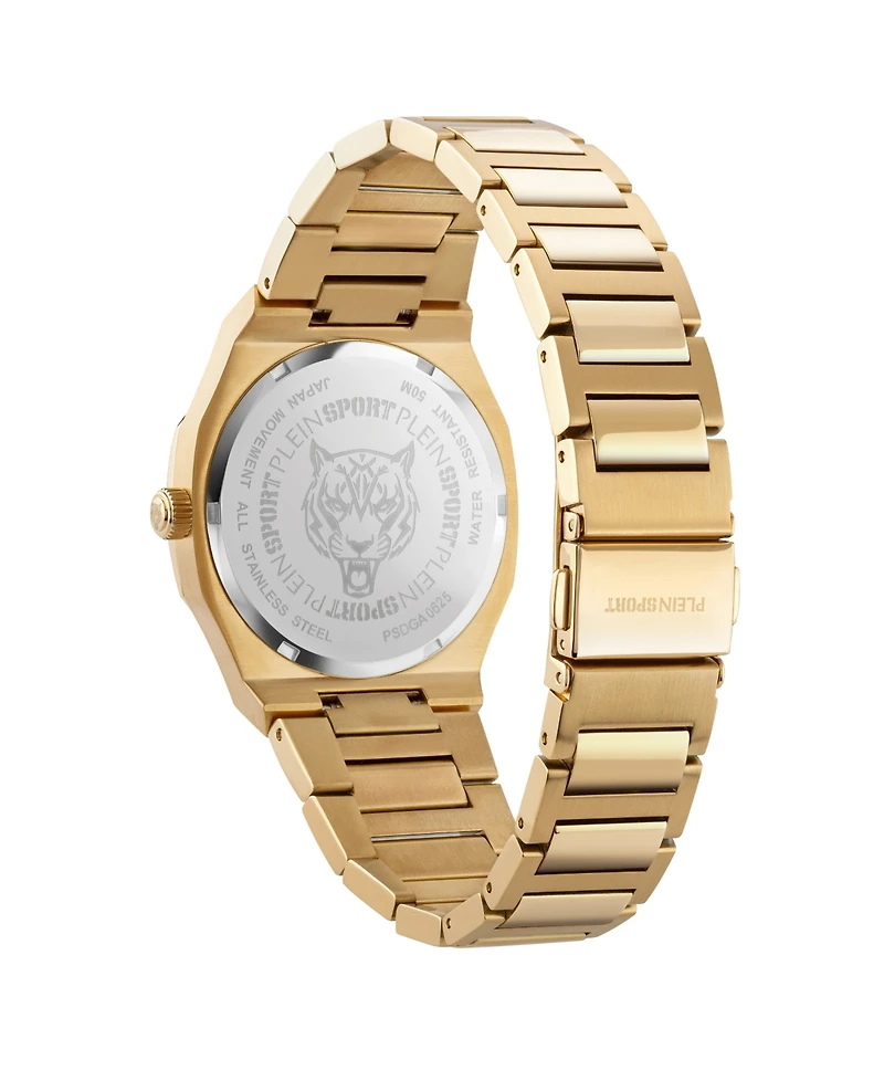 Plein Sport Women's Metronaut Three Hand Quartz Ion Plated Yellow Gold Bracelet Watch, 36mm