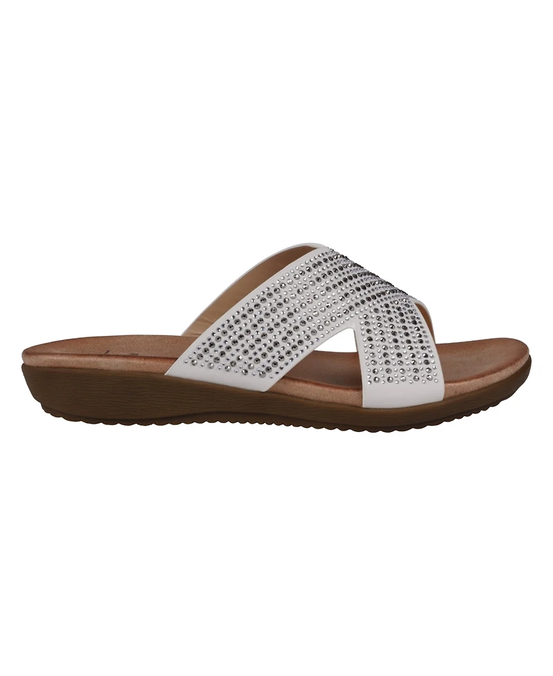 Gc Shoes Women's Sharlene Embellished Cross-Strap Flat Sandals
