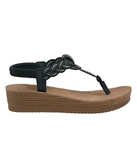 Gc Shoes Women's Ivana Embellished T Strap Wedge Sandals