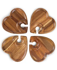 Toscana Heart Shaped Wine Appetizer Plates, Set of 4
