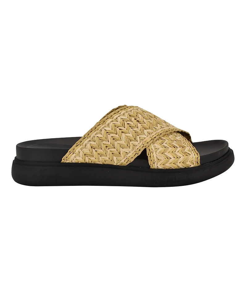 Calvin Klein Women's Pacen Woven Crisscross Flat Sandals