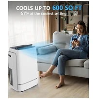 Cowsar 13000 Btu 4-in-1 Portable Ac, 24H Timer, 600sq.ft, <53dB, Quiet, Stand Up