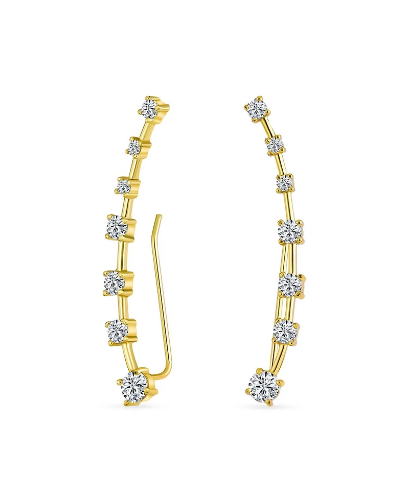 Bling Jewelry Cz Curved Crawlers Wire Cubic Zirconia Ear Cuff Cartilage Earring Gold Plated