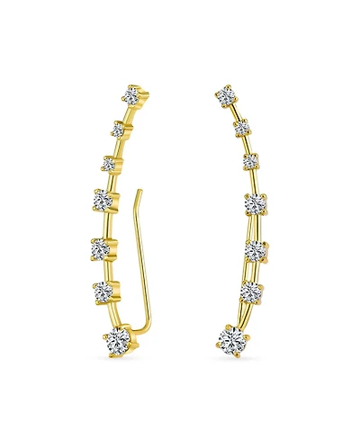 Bling Jewelry Cz Curved Crawlers Wire Cubic Zirconia Ear Cuff Cartilage Earring Gold Plated