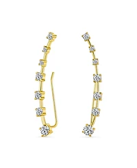 Bling Jewelry Cz Curved Crawlers Wire Cubic Zirconia Ear Cuff Cartilage Earring Gold Plated