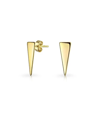 Bling Jewelry Minimalist Geometric Triangle Arrow Tiny Stud Earrings Gold Plated .925 Sterling Silver