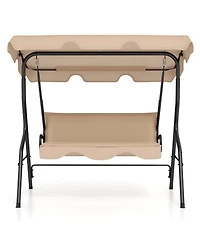3 Seat Outdoor Patio Canopy Swing with Cushioned Steel Frame