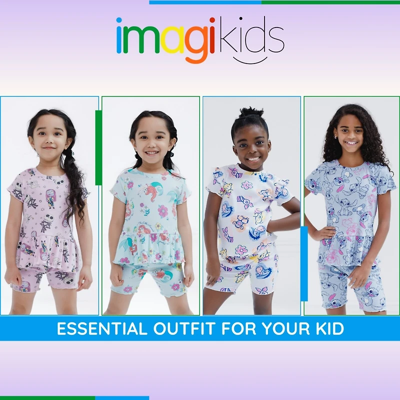 Nightmare Before Christmas Little Girls Ribbed Peplum T-Shirt and Shorts Outfit Set