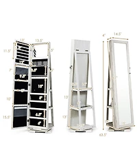 Rotatable 2-in-1 Lockable Jewelry Cabinet with Full-Length Mirror