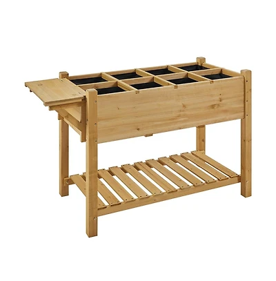 Yaheetech Solid Wood Elevated Garden Bed Planter Box with Removable Grow Grids