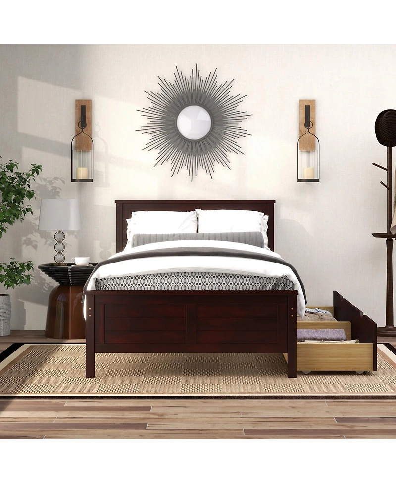Twin Bed Frame with Storage Drawers