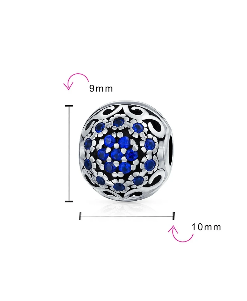 Bling Jewelry Simulated Sapphire Blue Crystal Bead Charm European Bracelet