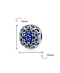 Bling Jewelry Simulated Sapphire Blue Crystal Bead Charm European Bracelet