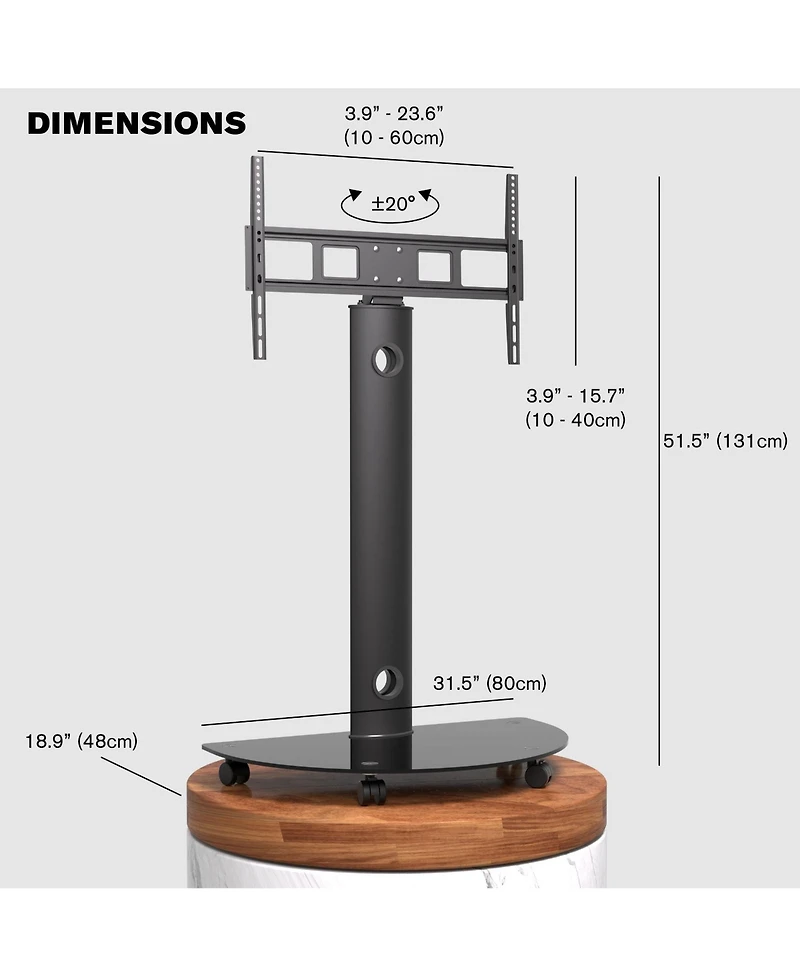 ProMounts Mobile Tv Stand Mount for 32” to 72” Screens, Holds up to 88lbs
