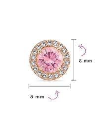 Bling Jewelry Colorful Cz Halo Solitaire Stud Earrings in Rose Gold Sterling Silver