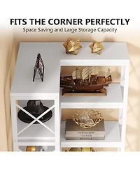 Tribesigns 7 Shelf Corner Bookcase, Industrial Large Corner Bookshelf