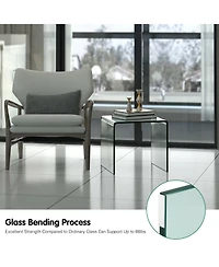 18 x 18 x 16 Inch Tempered Waterfall End Table with non-Slip Pad