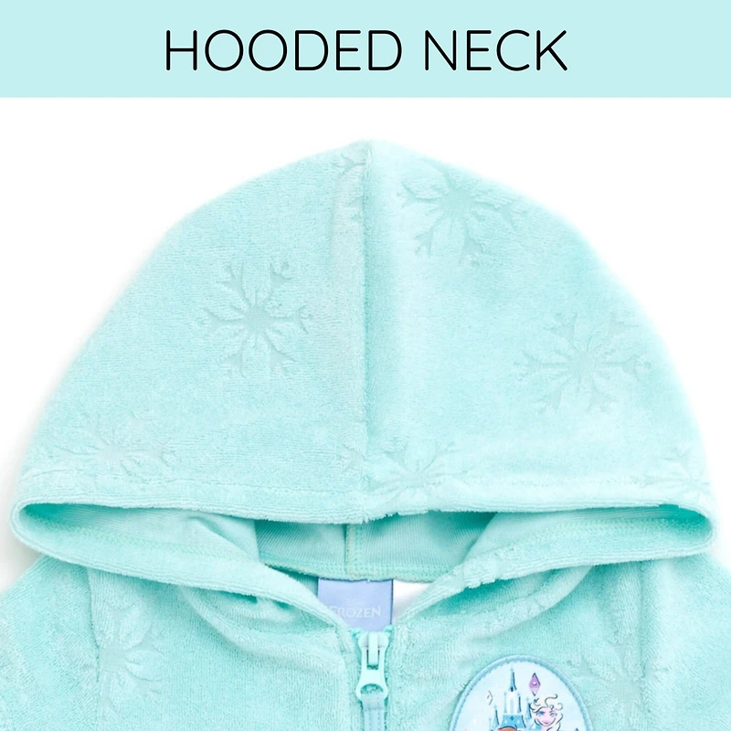 Frozen Toddler Girls Disney Loop Terry Cloth Hooded Zip Up Swim Cover