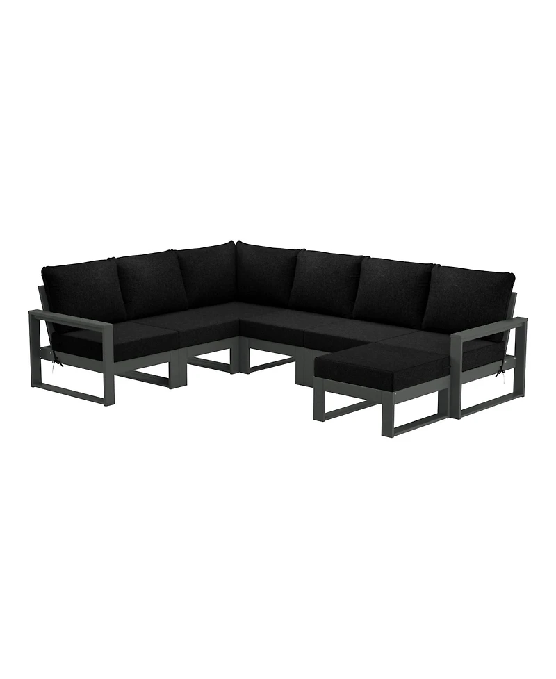 7-Piece Outdoor Modular L-Shaped Corner Patio Sectional Sofa Set