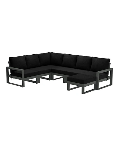 7-Piece Outdoor Modular L-Shaped Corner Patio Sectional Sofa Set