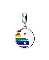 Bling Jewelry Sterling Silver Lgbtq Rainbow Yin Yang Dangle Charm Bead Disc Tag
