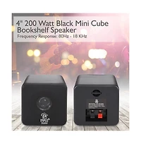 Pyle 4" 200W Mini Cube Bookshelf Speakers - Black (Pair) - PCB4BK