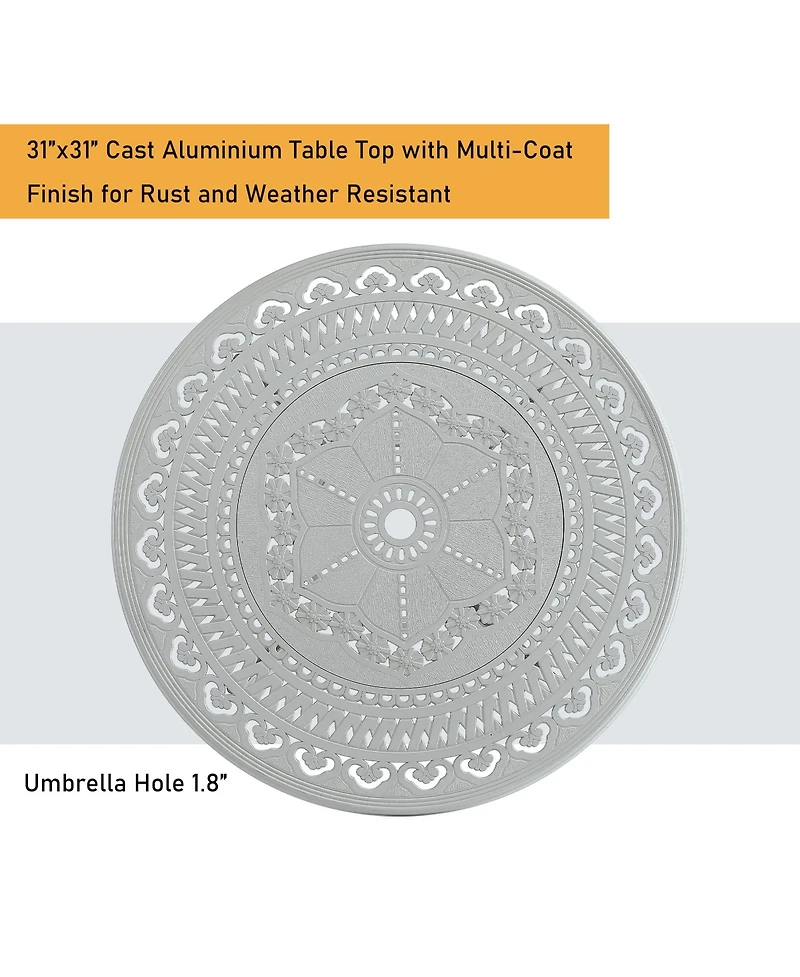 40 Inches Outdoor Dining Table with Umbrella Hole Cast Aluminium Patio Dining Table Outdoor Round Dining Table, Bronze