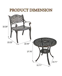 5-Piece Cast Aluminum Outdoor Dining Set Patio Table with Umbrella Hole Chairs Bronze