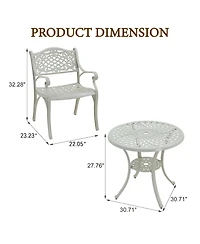 5-Piece Cast Aluminum Outdoor Dining Set Patio Table with Umbrella Hole Patio Dining Chairs in Bronze