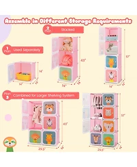 8-Cube Kids Wardrobe Closet with Clothes Hanging Section and Doors