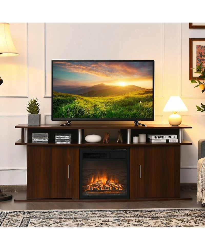 63 Inch Tv Entertainment Console Center with 2 Cabinets