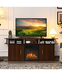 63 Inch Tv Entertainment Console Center with 2 Cabinets