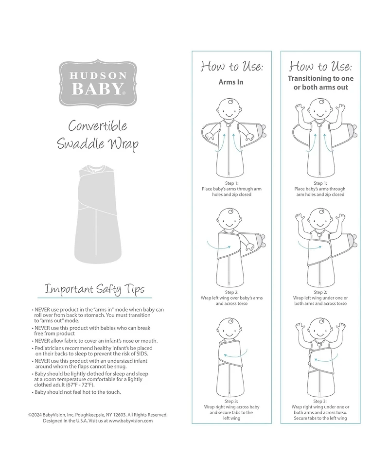 Hudson Baby Girls Convertible Swaddle Sleep Sack