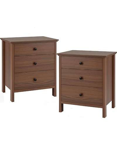 3-Drawer Nightstand with Wooden Finish for Bedroom