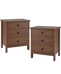 3-Drawer Nightstand with Wooden Finish for Bedroom
