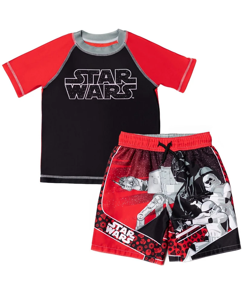 Star Wars Toddler Boys Rash Guard and Swim Trunks Outfit Set