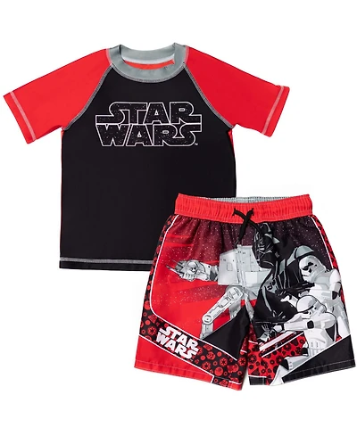 Star Wars Toddler Boys Rash Guard and Swim Trunks Outfit Set