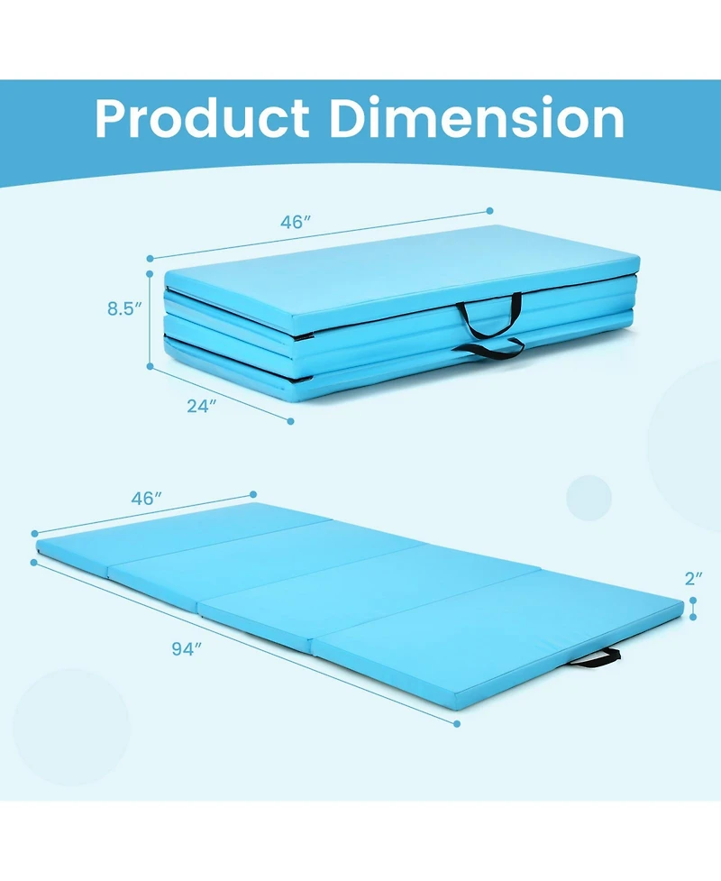 4-Panel Folding Gym Mat – Non-Slip, Portable, Durable for Home Gym, Yoga, Kids Play