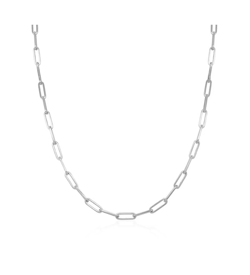 The Lovery Large Paperclip Link Chain Necklace 14K White Gold 18 inches