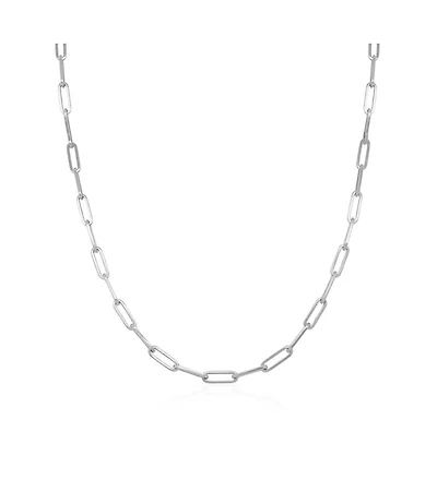 The Lovery Large Paperclip Link Chain Necklace 14K White Gold 18 inches