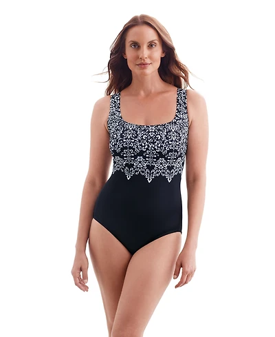 Longitude by Mimi Flamingo Twinkling Lights Double X Back Tank One Piece Swimsuit