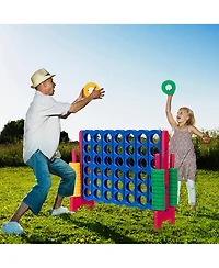 Gymax Jumbo 4-to-Score Game Set Giant 4 in A Row Kids Adults w/ 42 Jumbo Rings