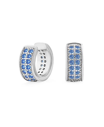 Bling Jewelry Simple Two Tone Cubic Zirconia Pave Blue Cz One or Two Row Band Ear Cuffs Wrap Cartilage Earrings .925 Sterling Silver