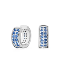 Bling Jewelry Simple Two Tone Cubic Zirconia Pave Blue Cz One or Two Row Band Ear Cuffs Wrap Cartilage Earrings .925 Sterling Silver