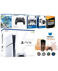 Sony Playstation 5 Slim Disc with Horizon Forbidden West, Extra Controller, Fps Grip Kit, Charge Dock and MightySkins Decal Voucher + 1 Year Cps Exten